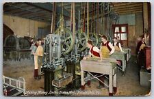 Philadelphia Pennsylvania~Coins Being Blanked At US Mint~Workmen c1910 PC picture
