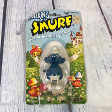 Vintage 80s Galoob Smurf Wind Up Walking Toy Smurf Figure 1980 in Package picture