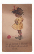 black American Valentine postcard / little girl / art card picture