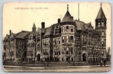 Postcard High School Eau Claire Wisconsin Posted 1909 picture
