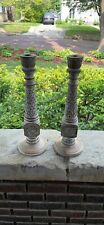 Large Pier 1 Carved Wood Candlesticks Pair picture