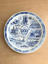 Vintage 1951 Vernon Kilns Detroit 250th Collector's Plate Blue Transfer Ware picture