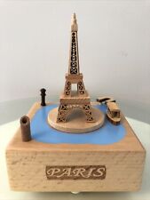 Papyrus Eiffel Tower With Moving Boat Collectible Wooden Music Box Paris France picture