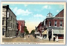 Goldsboro North Carolina Postcard Walnut Street West Center Street Building 1920 picture
