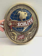 Vintage 1970s Schlitz Beer World Globe Everbrite Plastic Bar Sign picture