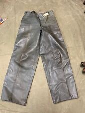 ORIGINAL WWII GERMAN NAVY KREIGSMARINE WET WEATHER LEATHER GREY TROUSERS-SMALL picture