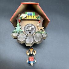 VINTAGE BLACK FOREST SWISS CHALET CUCKOO STYLE  CLOCK WITH BOUNCING GIRL  GERMAN picture