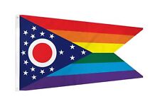 State of Ohio Rainbow Flag 3x5 ft w/ Gay Lesbian LGBTQ Pride picture