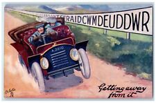 c1910's Getting Away From It Car Automobile Oilette Tuck's Antique Postcard picture