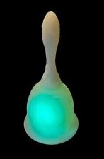 Vintage Fenton Uranium Bell Custard Roses Medallion Glass Glowing picture