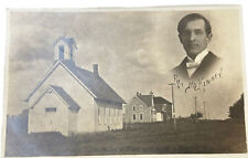 Antique RPPC Real Photo Postcard Reverend Pastor With Church picture