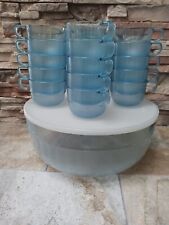 Tupperware 2105 PRELUDIO Lt Blue Acrylic Salad Chip Punch Set 20 Cups and Lid picture