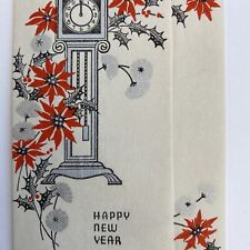 Vintage Early Mid Century New Year's Greeting Card Grandfather Clock Small Size picture