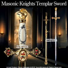 Masonic Knights Templar Ceremonial Sword Gold Fittings Red Crosses 29