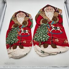 Vintage Father Christmas Standing Pillow Dolls Santa Claus COVERS ONLY Set Of 2 picture