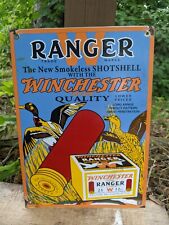 VINTAGE 1964 WINCHESTER RANGER SHOTGUN SHELLS PORCELAIN SIGN GUN AMMO 10