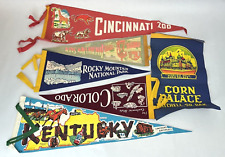 1950s Souvenir Felt Pennant Lot (6) 14”- 30” Travel Kentucky/Rocky Mountain Natl picture