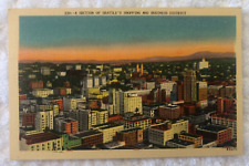 A Section Of Seattle' Shopping Business District WA Vintage Linen Post Card 1948 picture