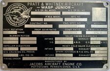 Original Pratt & Whitney R985-AN Wasp Junior Data Plate   DPL-0127 picture