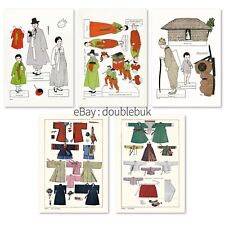 Set of 5 Korea Postcards: Korean Hanbok, Paper Dolls & Early 20th Century picture