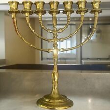 Jerusalem Menorah - 12 Inch Height Brass Copper 7 Branches Menora From Israel picture