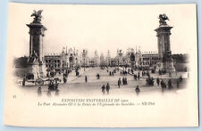 Paris France Postcard Alexandre III Bridge Palaces Esplanade Invalidities 1900 picture