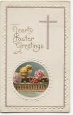 Postcard Hearty Easter Greetings Cross + Chick  picture