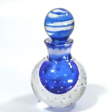 Vintage Irice I RICE Cobalt Blue Perfume Bottle Art Glass Bubbles w Glass Dauber picture