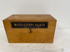 VTG MISSISSIPPI GLASS Wooden Dovetail Sample Box Storage Stash Modern Farmhouse picture