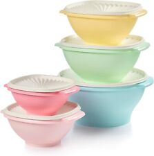 Tupperware Servalier Press N Seal Stackable Bowls Pastel Colors Set of 5  New picture