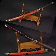 Blood Red Blade 斩马刀 Damascus Folded Steel Chinese Saber Sword Battle Ready Knife picture