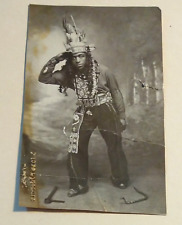 Old Real Photo Post Card ~ Black Man Dressed as Native American - Studio Photo picture