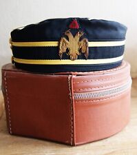 Vintage 32nd Degree Mason's Rite Cap with Personalized Hat Carrying Case 7 1/2 picture