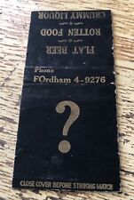 Poe Cozy Nook Bronx New York Matchcover 40s-50s Question Mark  picture
