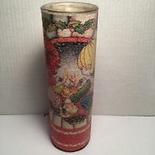 Vintage Majestic Christmas Sugar Frosted Coated Glass Pillar Candle picture
