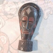 Vintage Wooden African Carved Mask Wall Hanging Ghana 13
