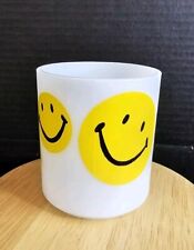 Vintage Smiley Face White Milk Glass Mug Smile Be Happy Retro Design Yellow 8oz picture