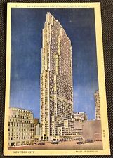 New York City Vintage Linen Postcard RCA Building at Rockefeller Center at Night picture