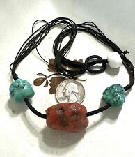 RARE MEDICINAL Ancient Pema Raka + Turquoise Necklace, Artisan Strung picture