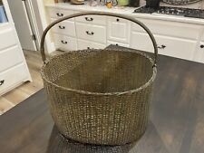 Vintage Brass Basket With Handle Made Heavy Well Made 13