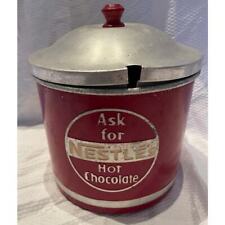 Vintage 1950s Nestle Ask for Nestle's Hot Chocolate Red Metal Canister picture