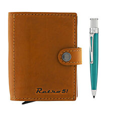 Retro 51 Polarys Modern Traveler Set Cognac Leather w/ Turquoise Ballpoint Pen picture