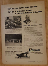 1947 STINSON VOYAGER Airplane Advertisement 1B17 picture