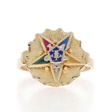 Yellow Gold Order of the Eastern Star Ring 10k Lab-Created Gemstone OES Masonic picture