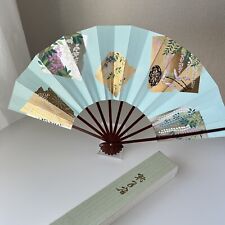 [Excellent] Vintage Japanese Craft Hand Folding Fans, Wood, Gold, Handmade SENSU picture