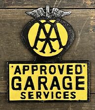 British Automobile AA Approved Garage Services Cast Iron Wall Sign, 9” x 8” picture