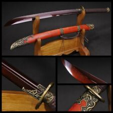 Blood Red Blade 斩马刀 Damascus Folded Steel Chinese Saber Sword Battle Ready Sword picture