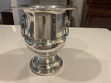 Vintage Wallace silver Plate Champagne Ice Bucket Lionshead With Rings 10 Inches picture