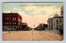 Pontiac MI-Michigan, Saginaw Street South From Huron Street Vintage Postcard picture