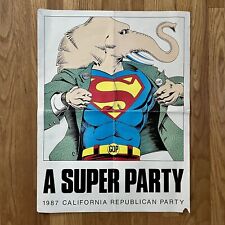 1987 vintage california republican party poster “ a super party “ collector item picture
